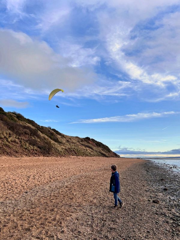 Boy on Thurstaston Beach. Boy on Thurstaston Beach.