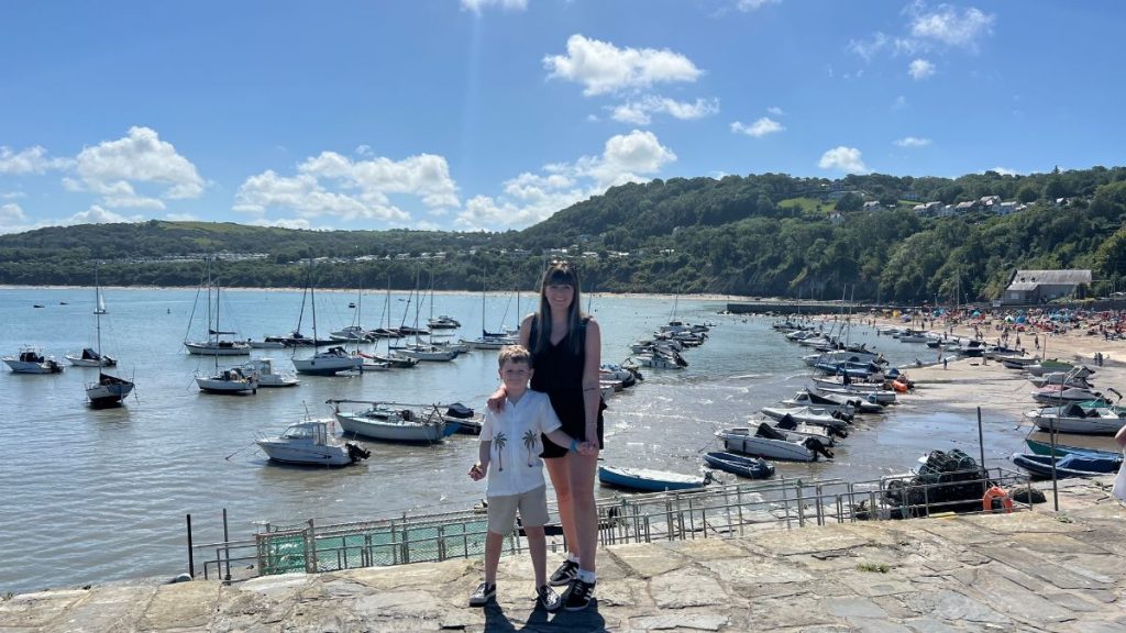 Mum And Son New Quay Harbour.