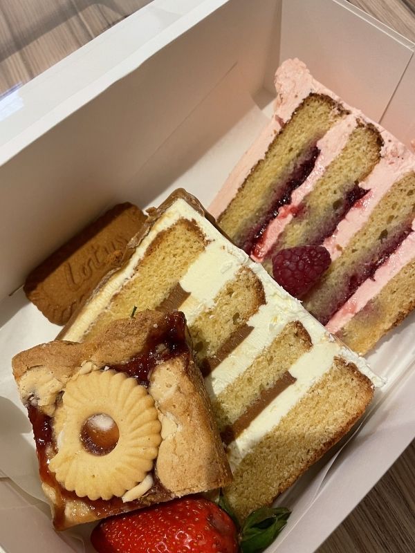 Cake selection from Abba cakes in winter in Wirral.