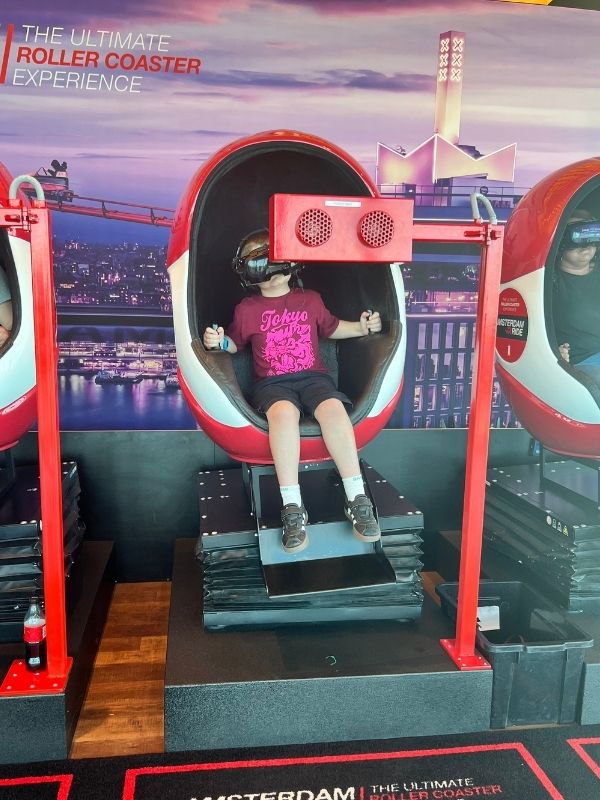 Boy on VR rollercoaster. Boy on VR rollercoaster.