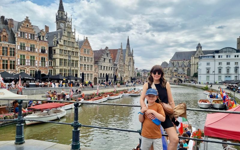 Mummy and Elijah in Ghent.