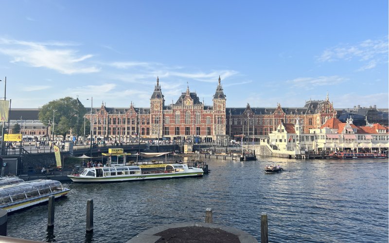 Amsterdam view from our interrailing with kids trip.