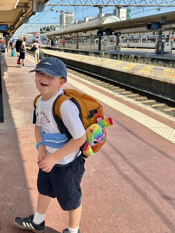 Arriving in Lyon train station interrailing with kids.