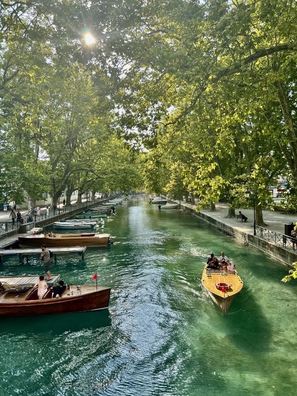 Beautiful views in Annecy while interrailing with kids.