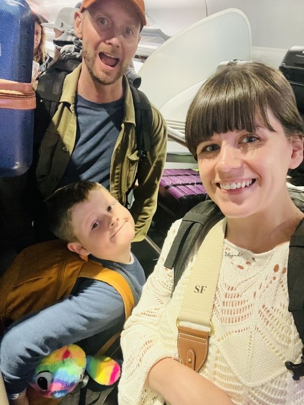 Family on the Eurostar to Lille.