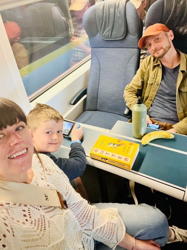 Family on the Eurostar to Lille.