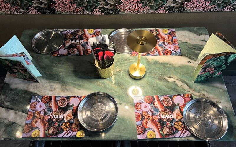Place setting in Chaat West Kirby.
