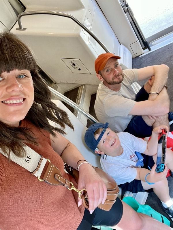 Travelling on the train to Annecy as a family.